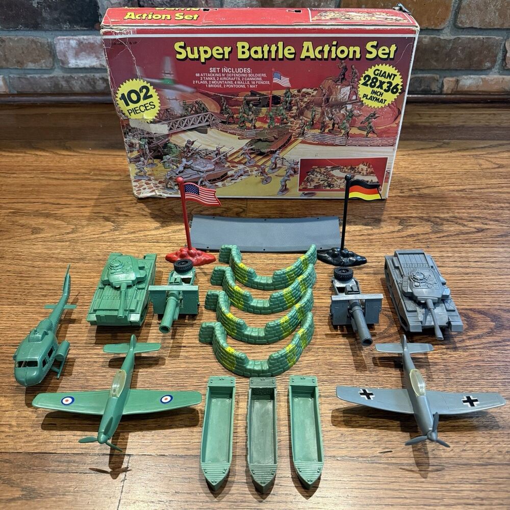 Vintage Nasta Super Battle Action Set 2708 Army Men Military Playset Incomplete